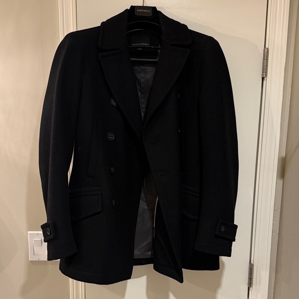 Banana Republic Men's Classic Black Pea Coat